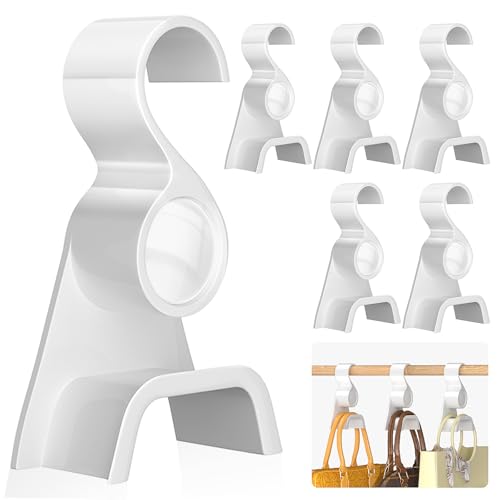 Acrylic Purse Organizer for Closet 6 Pcs，New Luxury Purse Bag Hanger Closet, Handbag Organizer Hooks for Hanging Bags & Purses, Protecting Bag Shape & Organizing Space (White) - color: White, size: 6 Pack