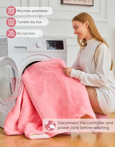 12V/24V Heated Car Blanket, Electric Blanket Flannel Heating Throw for Car, SUV, RV, or Camping, 60" x 44", Hi/M/Lo Heating Settings, Auto-Off Timer,Pink - color: Pink