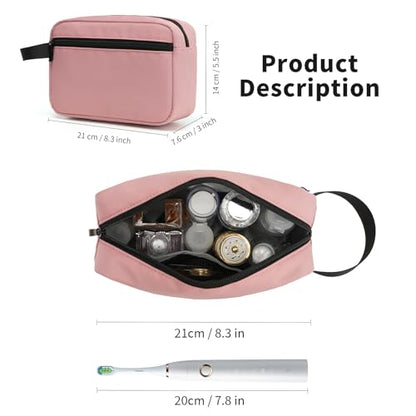 Travel Hanging Toiletry Bag with Carry Handle - Water-Resistant Small Cosmetic Organizer for Men & Women, Makeup, Shaving Kit, Gym & Travel Essentials (Dusty Pink) - color: Dusty Pink