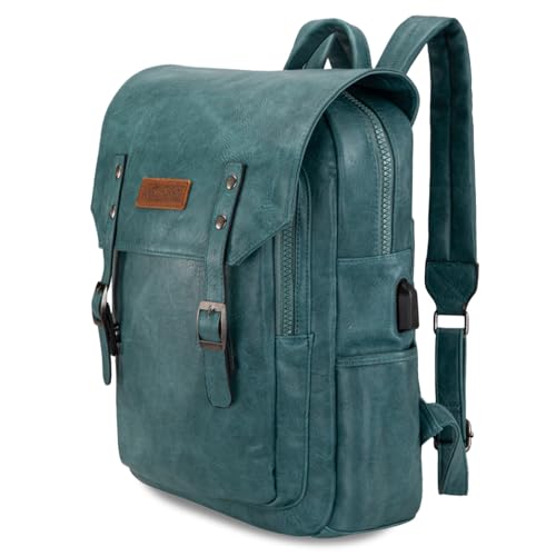 Montana West Wrangler Laptop Backpack with USB Charging Port, Vintage Travel Work College Bookbag for Women Men - color: Jean