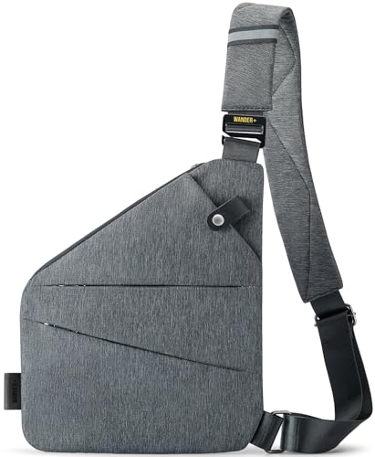 WANDER PLUS® Anti Theft Crossbody Bag, Shoulder Bag Anti-theft Design for Travel, Sport, Work - color: Grey