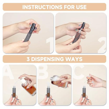 Perfume Travel Refillable Atomizer, 3 Pack 10ml Leak Proof Refillable Perfume Bottle for Air Travel, Purse and Business Trips, Glass Atomizer Sprayer for Cologne with Funnel & Pipette - color: Dark Gray