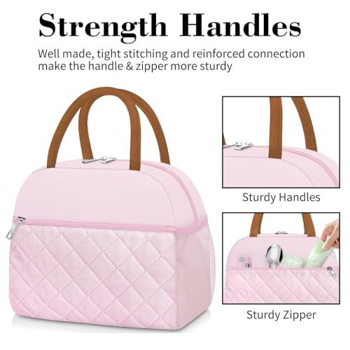 Coobiiya Lunch Box Lunch Bag for Women Men - color: Embroidered Pink, size: A-regular