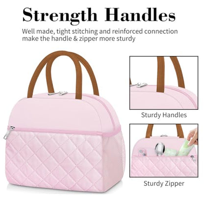 Coobiiya Lunch Box Lunch Bag for Women Men - color: Embroidered Pink, size: A-regular