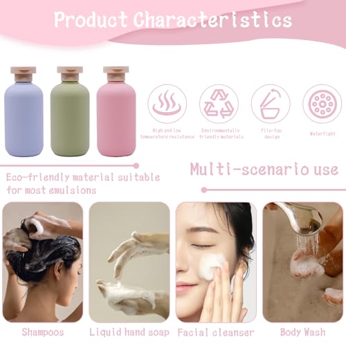 3 Pack Leakproof Travel Bottles 6.8oz | Squeeze Shampoo & Lotion Containers with Locking Flip Caps | Food Grade HDPE/PP for Toiletries, Gym, Camping (Green+Blue+Pink) - size: 6.8oz 3Pcs