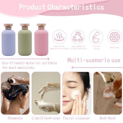3 Pack Leakproof Travel Bottles 6.8oz | Squeeze Shampoo & Lotion Containers with Locking Flip Caps | Food Grade HDPE/PP for Toiletries, Gym, Camping (Green+Blue+Pink) - size: 6.8oz 3Pcs