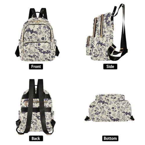 Women Fashion Backpack Purse Casual Lightweight Travel Shoulder Bag Goth Bats Rucksack Ladies Bag, Medium - color: Goth Bats, size: Medium