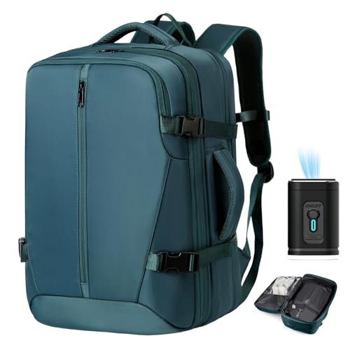 Vacuum Seal Backpack Travel with Pump, Expandable Vacuum Backpack with Air Compression System, Airback Vacpack TSA Lock Water Resistant Carry-On Luggage (Blue) - color: Blue