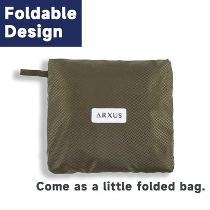 Arxus Foldable Tote Bag for Travel Expandable Lightweight Carry On Luggage 22L Packable Duffle Bag for Traveling - color: Green