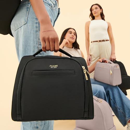JuJuBe Insulated Bottle Bag, Breastmilk Cooler, Fits 3 Baby Bottles, Storage Tote for Nursing Mom, Daycare & Travel, Lunch Bag w/Handle & Shoulder Strap (Black) - color: Black