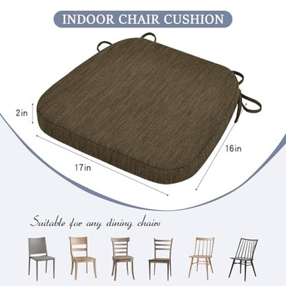 baibu Kitchen Chair Cushions, Dual-Layer Patented Design Molded Memory Foam Dining Chair Pads with Ties and Washable Cover, 17" x 16" x 2", Brown - color: Brown, size: 1 Count (Pack of 1)