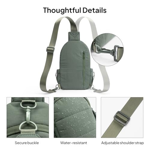 TOPEAST Sling Bag for Women, Anti-Theft Crossbody Bag with RFID Blocking & Water Bottle Holder for Travel, Water-resistant - color: Green