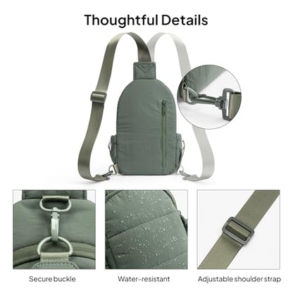 TOPEAST Sling Bag for Women, Anti-Theft Crossbody Bag with RFID Blocking & Water Bottle Holder for Travel, Water-resistant - color: Green