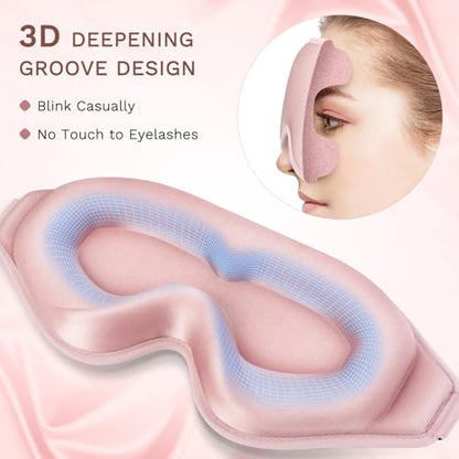 FlyCoco 99% Fully Block Out Light Eye Sleep Mask, 3D Deep Contoured Eyes Cover Zero Pressure, Long Lash Extension Eyes Mask with Adjustable Straps for Sleeping Travel Home Nap Rest Women Men (Pink) - color: Classic Pink