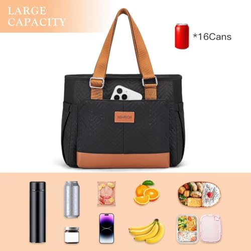 Lunch Bag Lunch Box Women - Leakproof Insulated Lunch Cooler Bag for Women - Large Lunch Tote Bags Adults, Brown Black - color: 07-Brown Black, size: Large