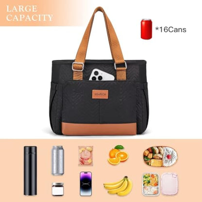Lunch Bag Lunch Box Women - Leakproof Insulated Lunch Cooler Bag for Women - Large Lunch Tote Bags Adults, Brown Black - color: 07-Brown Black, size: Large