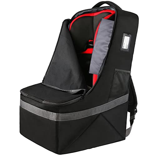 YOREPEK Padded Car Seat Travel Bag Backpack for Airplane, Heavy Duty Car Seat Bags for Air Travel, Carseat Cover for Airplane Travel with Shoulder Strap, Car Seats Carrier for Airport, Black - color: Black