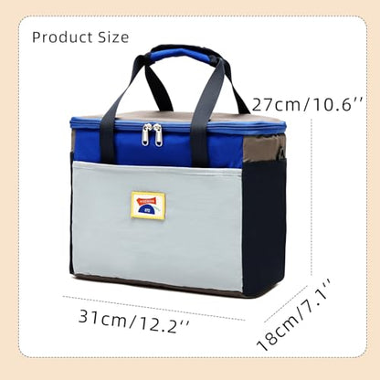 willikiva Insulated Lunch Bag Women Man Leakproof Soft Cooler Tote Bag Reusable LunchBox with Adjustable Shoulder Strap for Adults Work Travel(Grey Blue) - color: Grey Blue