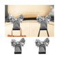 2PCS Bling Bow Car Seat Headrest Hook, Lovely Crystal Rhinestone Back Seat Storage Organizer for Handbag Purse Coat, Girly Sparkling Diamond Backseat Bag Hanger Holder, Universal Fit (Black) - color: Black