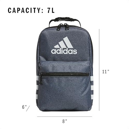 adidas Santiago Lunch Bag Cooler for Women and Men, Insulated Food Container Box with Mesh Pocket, Twill Onix Grey/Black/3.0, One Size - color: Black/White/3