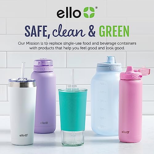 Ello Cooper 32oz Stainless Steel Water Bottle with Straw and Carry Handle, Double Walled and Vacuum Insulated Metal, Leak Proof Locking Lid with Soft Silicone Spout, Reusable, BPA Free, Yucca - color: Yucca, size: 32 Ounces