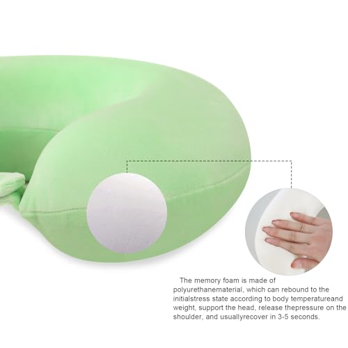 Neck Pillows for Travel Comfortable Travel Neck Pillow U Shape Memory Foam Support Neck and Head Portable Neck Travel Pillow Suitable for Airplane Trains Car Travelings - color: Green