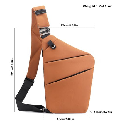 Anti Theft Travel Bag, One Shoulder Large Capacity Cross-body Bag Chest Fashion Lightweight Sling Bags for Travel Sports - color: Brown, style: Left Shoulder