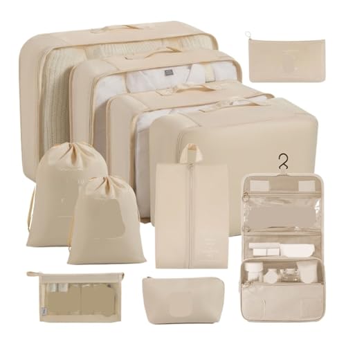 Travel Storage Bags Set - Packing Cubes Organizer for Clothes, Toiletries, and Shoes(11pcs Set Gray)