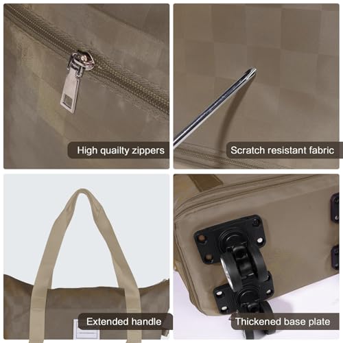 Expandable Rolling Duffle Bag - Large Carry-On With Spinner Wheels, Foldable Weekend Travel Bag, 28-58L Capacity（BackpackKhaki Checkboard） - color: Backpack-Khaki Checkboard, style: Backpack