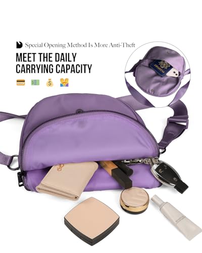Crescent Bag for Women and Men, Fashion Medium Nylon Folding Crescent Moon Bag Single Shoulder Bag with Adjustable Strap - color: Dark Purple