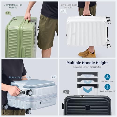 HanTrip Hard Shell Suitcases 24 Inch Check in Luggage with Spinner Wheels Cup Holder, Lightweight Top Opening Expandable Luggage Hard Case Rolling Medium Checked Suitcase with Lock, Black - color: Black, size: Expandable 24 Inch