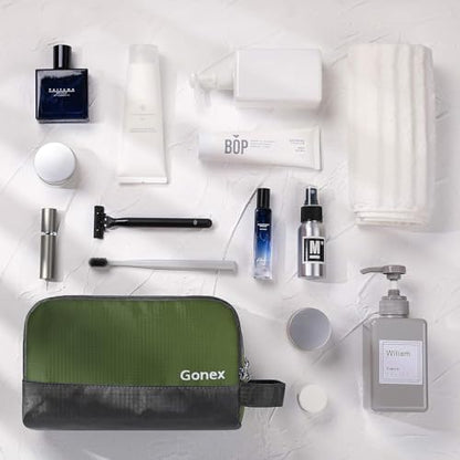 Gonex Travel Toiletry Bag Nylon, Shaving Bag Toiletry Organizer Olive Green - color: Olive Green