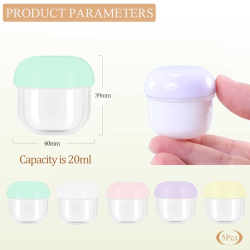 5 Pcs 20ml Small Travel Containers - Compact Size for Creams, Lotions, Makeup - Essential for Travel - size: 20ml