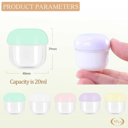 5 Pcs 20ml Small Travel Containers - Compact Size for Creams, Lotions, Makeup - Essential for Travel - size: 20ml