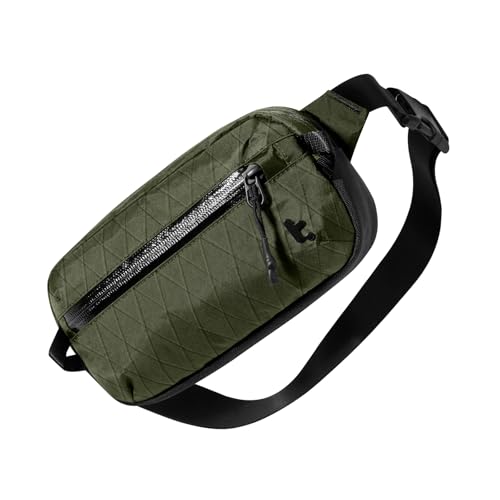 tomtoc 1.5L X-Pac Sling Bag with RFID Blocking, Crossbody Bag Minimalist Chest Shoulder Pack for Men/Women, Water-resistant Lightweight Casual Funny Pack for Travel, Daily Commute - color: X-Pac Olive, size: 1.5L