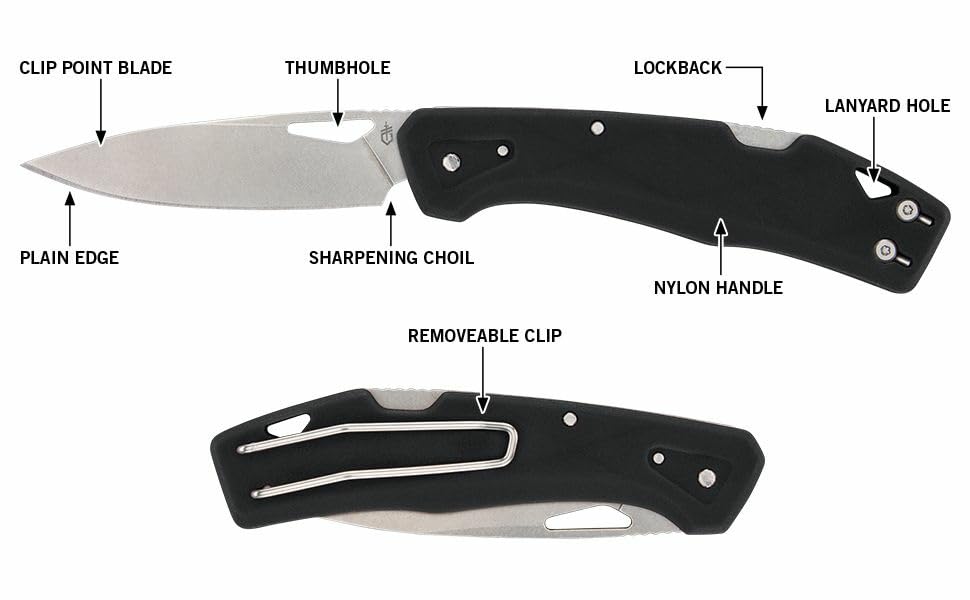 Gerber Gear LST - EDC Pocket Knife - Survival Tactical Tool for Travel, Camping & Outdoor Adventure - Lightweight & Compact Folding Knife - Stainless Steel Blade - Black - color: Black