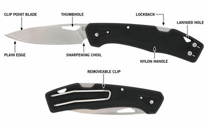 Gerber Gear LST - EDC Pocket Knife - Survival Tactical Tool for Travel, Camping & Outdoor Adventure - Lightweight & Compact Folding Knife - Stainless Steel Blade - Black - color: Black
