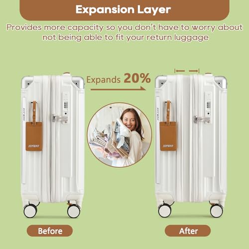 Joyway Carry On Luggage, Expandable Suitcase with Smart Cup Holder and USB Port, 20 IN Hardside Checked with TSA Lock Spinner Double Wheels, White - color: White, size: Carry-On 20-Inch