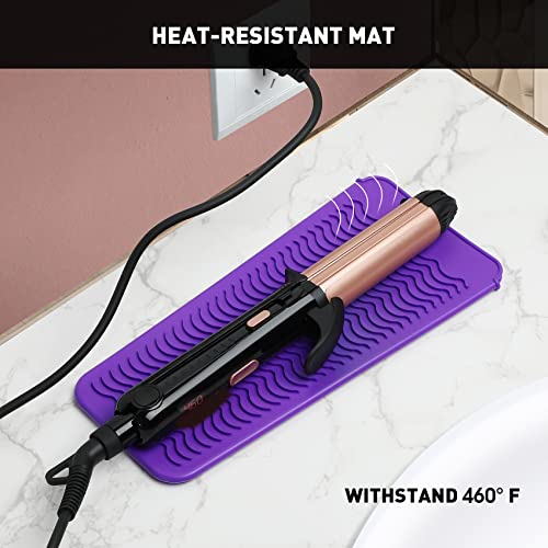 ZAXOP Resistant Silicone Mat Pouch for Flat Iron, Curling Iron,Hot Hair Tools (Purple) - color: Purple, size: 1 PACK