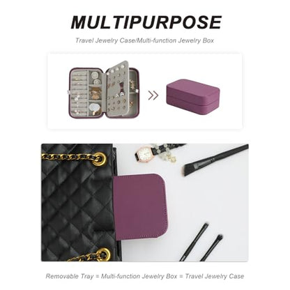 Jewelry Box for Women, Travel Jewelry Organizer Ladies Watch and Jewelry Case Travel Jewelry Case for Necklaces. (Burgundy Red) - color: Burgundy Red