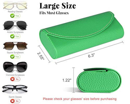 RayLove Ultimate Glasses Case Kit, Hard Shell Sunglasses and Eyeglass Case with Cleaning Cloth, Screwdriver, Ear Hooks - style: 1pack,green