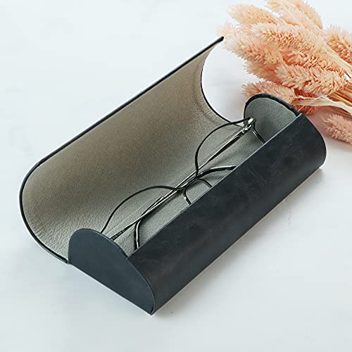 LifeArt Eyeglass Case Hard Shell, Portable Sunglass Case for Women and Men, fashionable PU Leather Eyeglass Case, Lightweight - color: 635_bypg(grey)