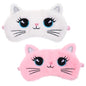 Kids Sleep Mask, 2 Pcs Cute Cat Sleeping Eye Mask Soft Plush Girls Sleep Masks Comfortable Funny Animal Night Eye Masks for Sleeping Blindfold Eye-Cover for Women Girls Home Travel (Pink, White) - color: White, Pink, style: Cat