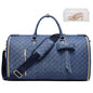 Garment Bags for Travel, Convertible Suit Travel Bag for Women, Stylish Carry On Garment Bag with Toiletry Pocket, Shoulder Strap & Shoes Compartment, 2 in 1 Foldable PU Leather Duffle Bag, Navy Blue - color: Navy Blue