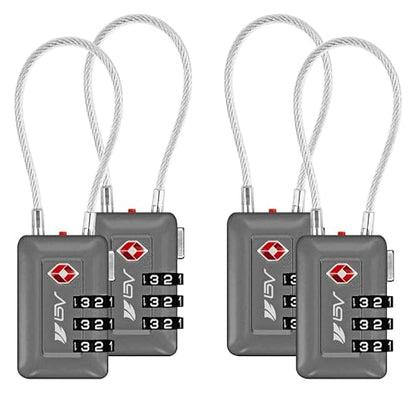 TSA Accepted Luggage Travel Lock, Set-Your-Own Combination Lock for School Gym Locker, Luggage Suitcase Baggage Locks, Filing Cabinets, Toolbox, Case (Slate Gray, 4 Pack) - color: Slate Gray, size: 4 Pack
