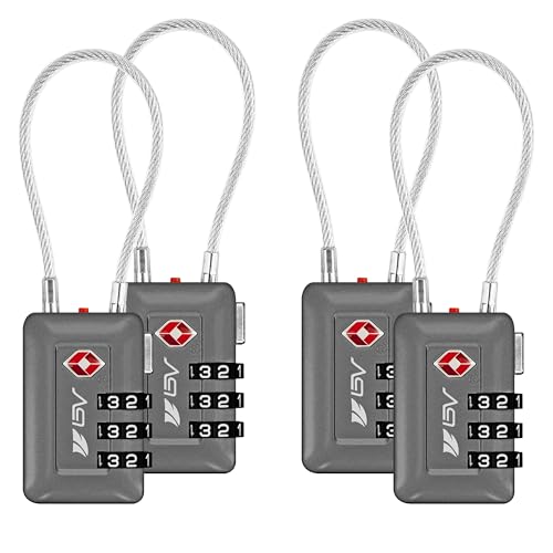 TSA Accepted Luggage Travel Lock, Set-Your-Own Combination Lock for School Gym Locker, Luggage Suitcase Baggage Locks, Filing Cabinets, Toolbox, Case (Slate Gray, 4 Pack) - color: Slate Gray, size: 4 Pack
