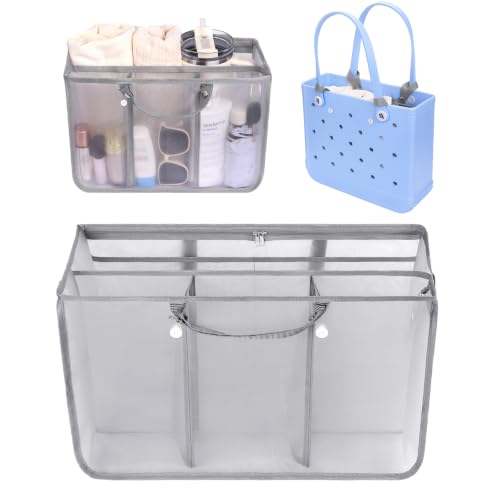 OUTXE Beach Bag Organizer Compatible with Baby Bogg Bag Accessories Inserts, Lightweight Mesh Insert Divider Pouch for Small Bogg Bags, Beach Tote Bags Insert for Organizing - color: #1-Gray, size: Medium