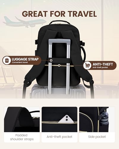 LOVEVOOK Travel Backpack for Women & Men 50L,Airline Approved Carry On Backpack Travel Essentials,TSA Carry on Luggage,Waterproof Personal Item Travel Bag,Suitcase with 3 Packing Cubes,Black-Black - color: Black-black, size: X-Large-50L-4Pcs