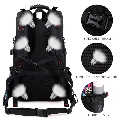 Nerlion 40L Hiking Backpack Travel Backpack for Men Women Camping Waterproof Outdoor Hiking Daypack Lightweight Backpack (Blue Leaves) - color: A6- Blue Leaves