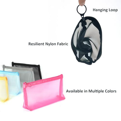 patu Widened Zipper Mesh Bags, Long Case, 8" x 4" x 2", 5 Pieces, Beauty Makeup Cosmetic Accessories Organizer, Travel Toiletry Kit Set Storage Pouch, Black - size: Long, Widened (8" x 4" x 2", 5 pcs)
